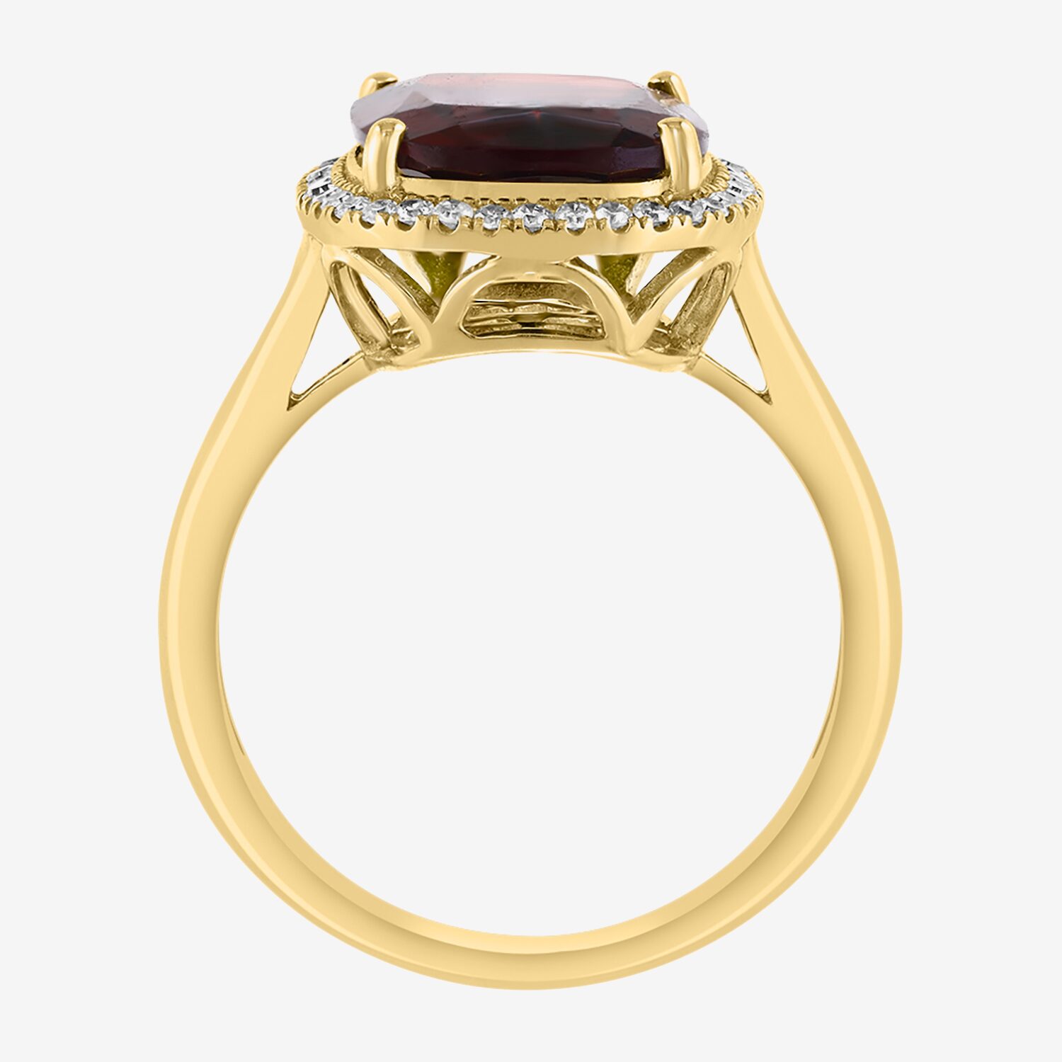 Effy Final Call Limited Quantities! Womens 1/5 CT. Genuine Red Garnet 14K Gold Cushion Halo Cocktail Ring