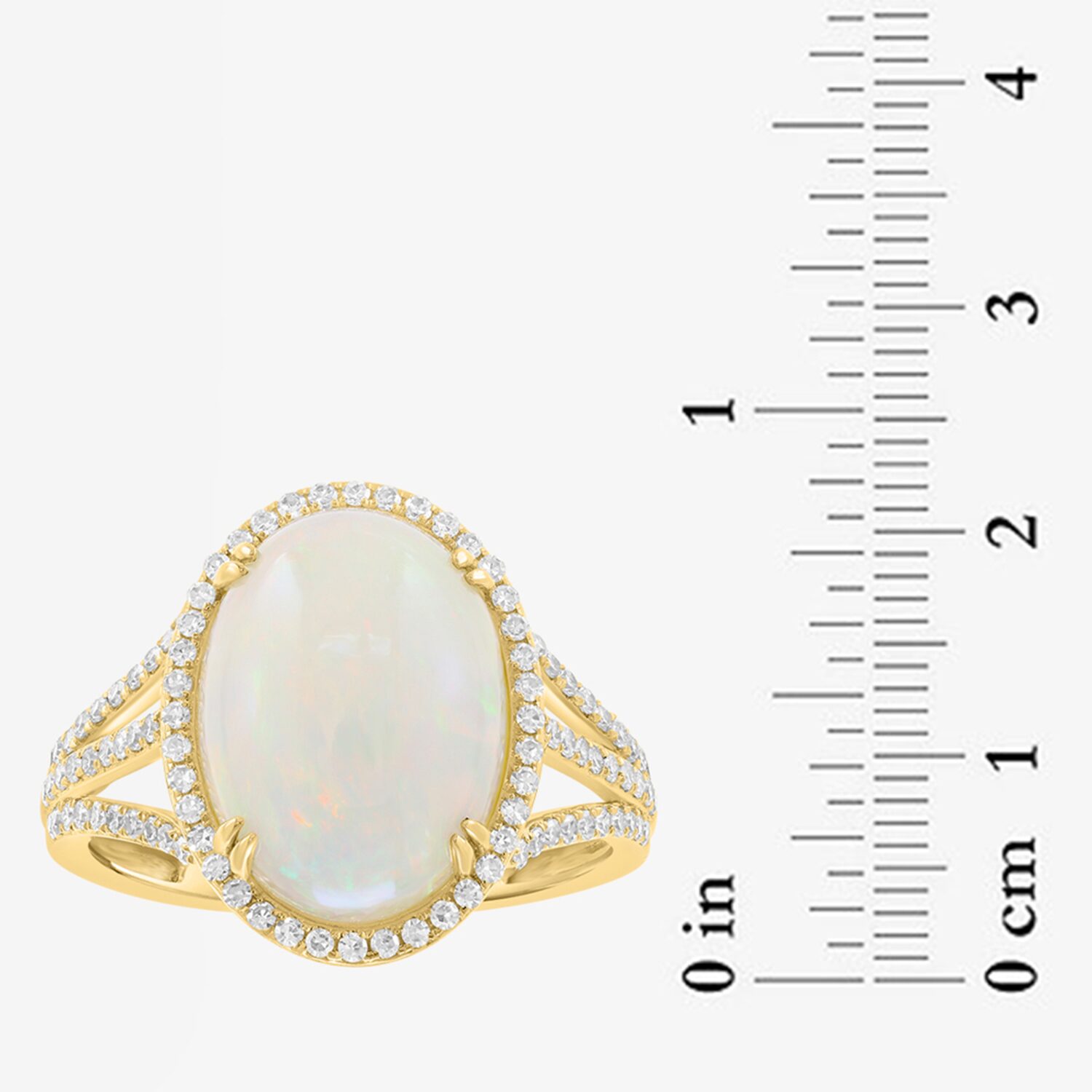 Effy Final Call Limited Quantities! Womens 3/8 CT. T.W. Genuine White Opal 14K Gold Oval Halo Side Stone Cocktail Ring