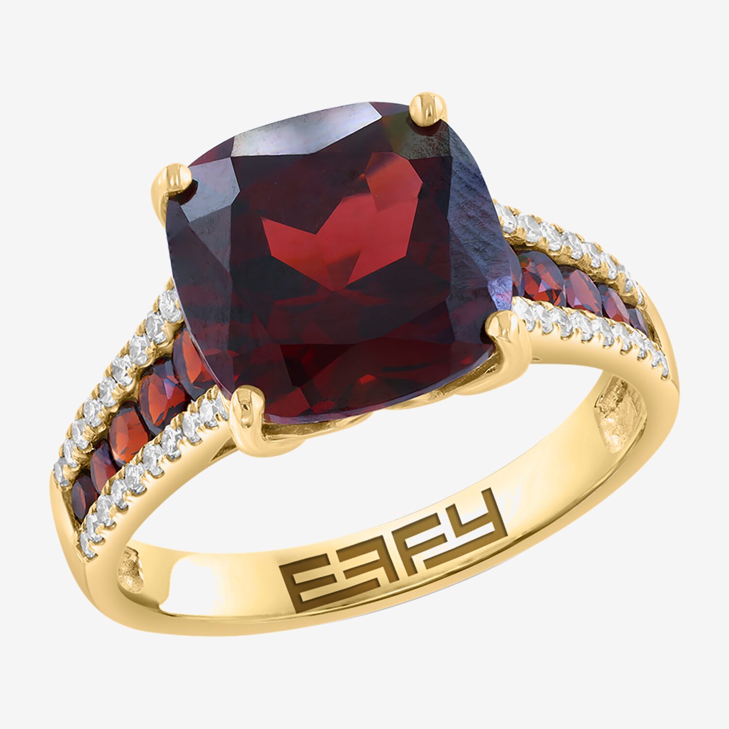 Effy Final Call Limited Quantities! Womens 1/5 CT. Genuine Red Garnet 14K Gold Cushion Cocktail Ring
