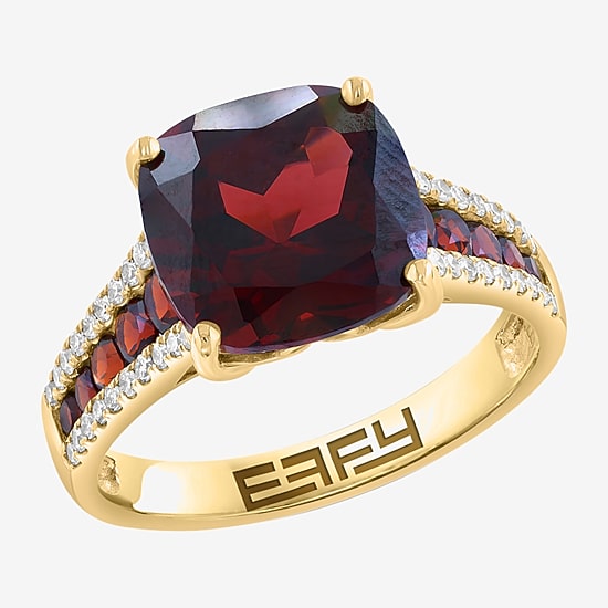 Effy Final Call Limited Quantities! Womens 1/5 CT. Genuine Red Garnet 14K Gold Cushion Cocktail Ring