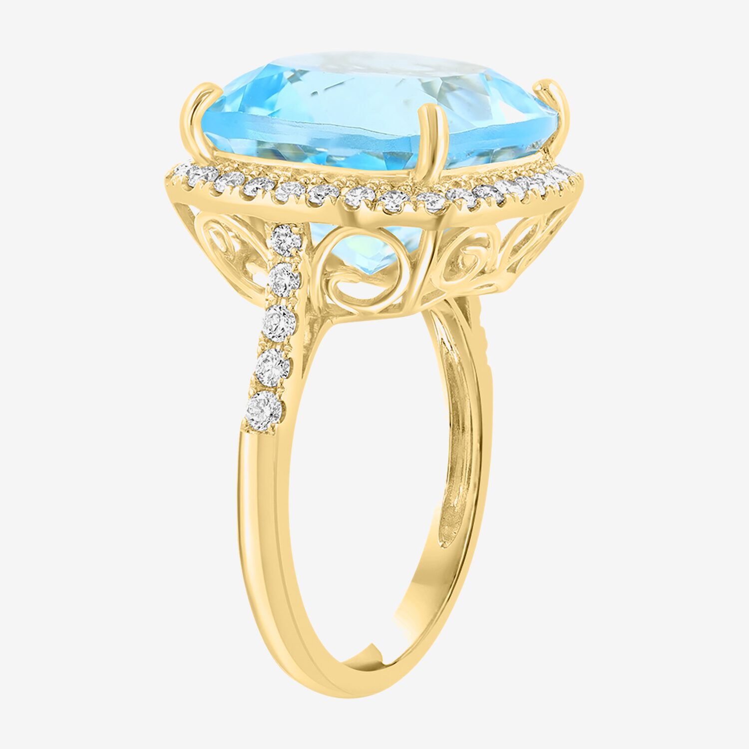 Effy Final Call Limited Quantities! Womens 1/2 CT. T.W. Genuine Blue Topaz 14K Gold Cushion Cocktail Ring