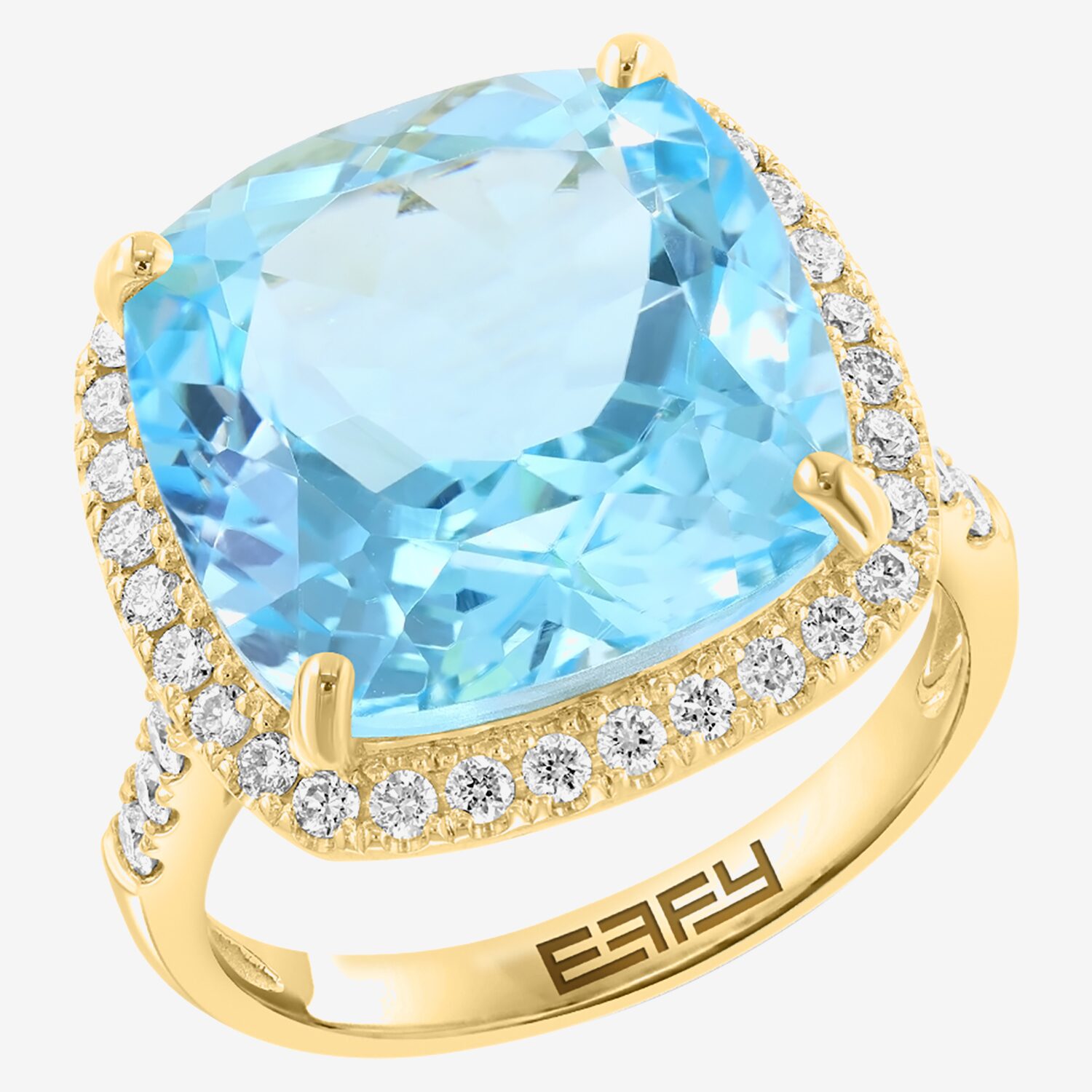 Effy Final Call Limited Quantities! Womens 1/2 CT. T.W. Genuine Blue Topaz 14K Gold Cushion Cocktail Ring