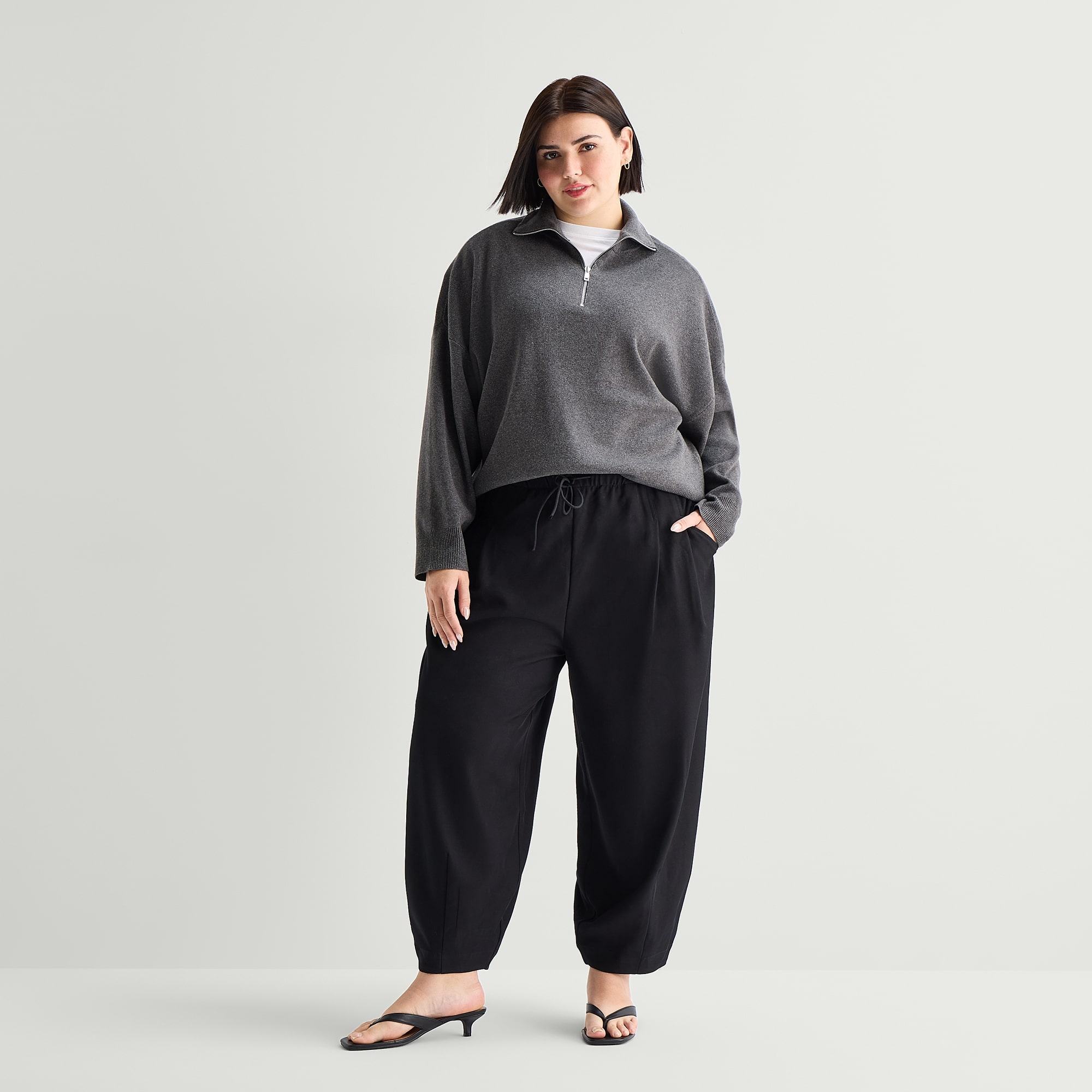 A.N.A Womens Plus Cinched Mid Rise Pull-On Pant