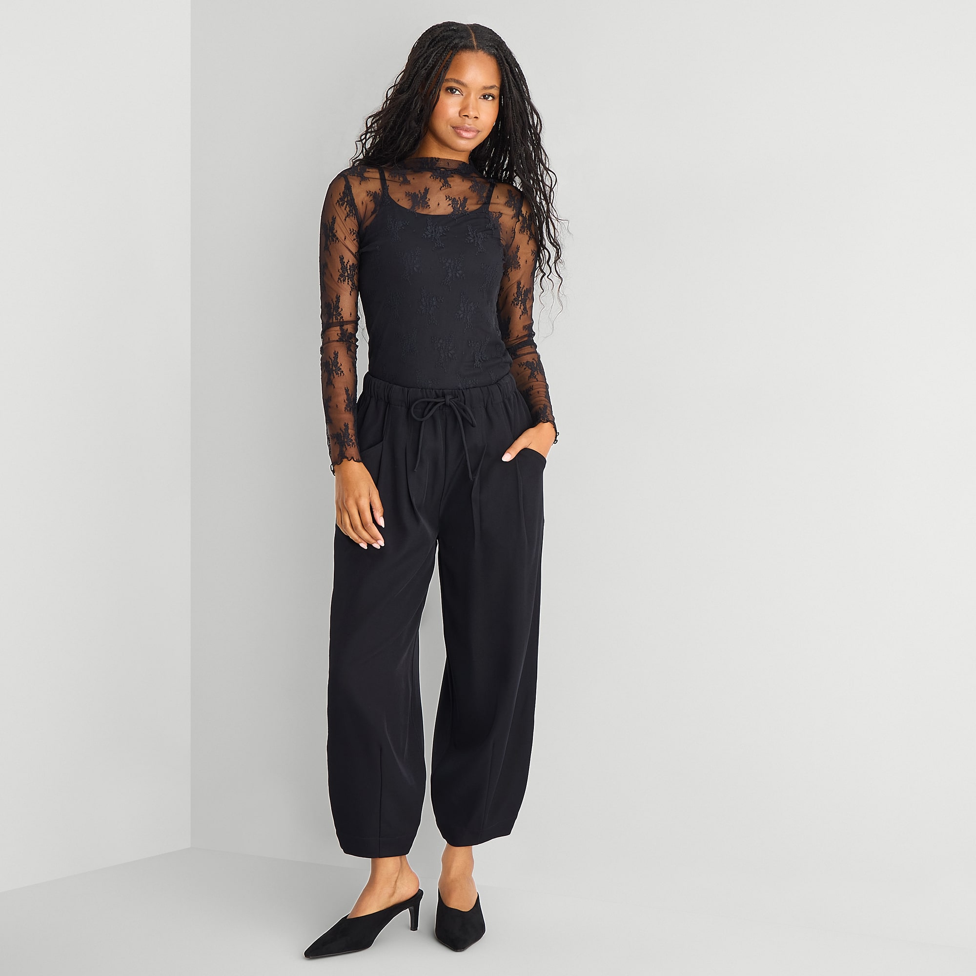 A.N.A Womens Cinched Mid Rise Pull-On Pant