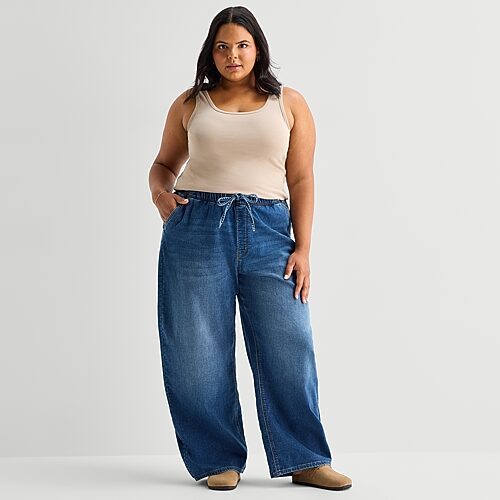 Ana Womens Plus Low Rise Straight Leg Jean In Blue