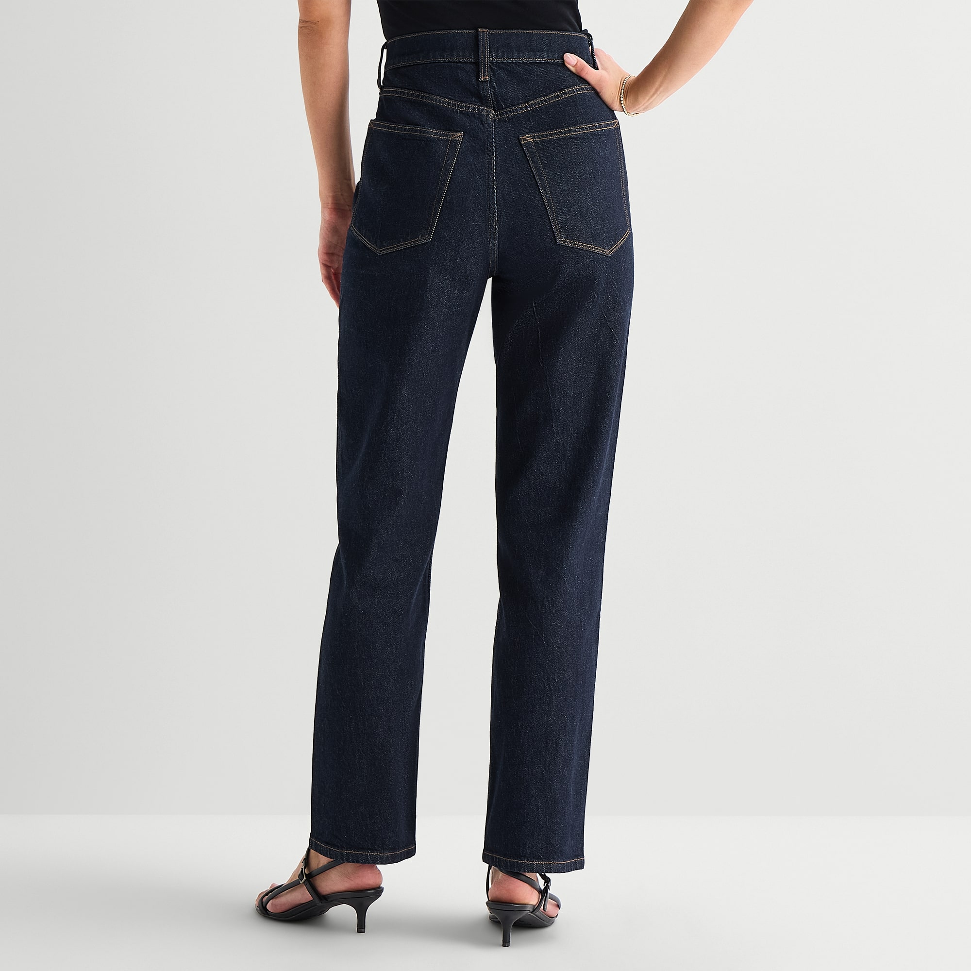 A.N.A Embellished Womens Highest Rise Straight Leg Jean