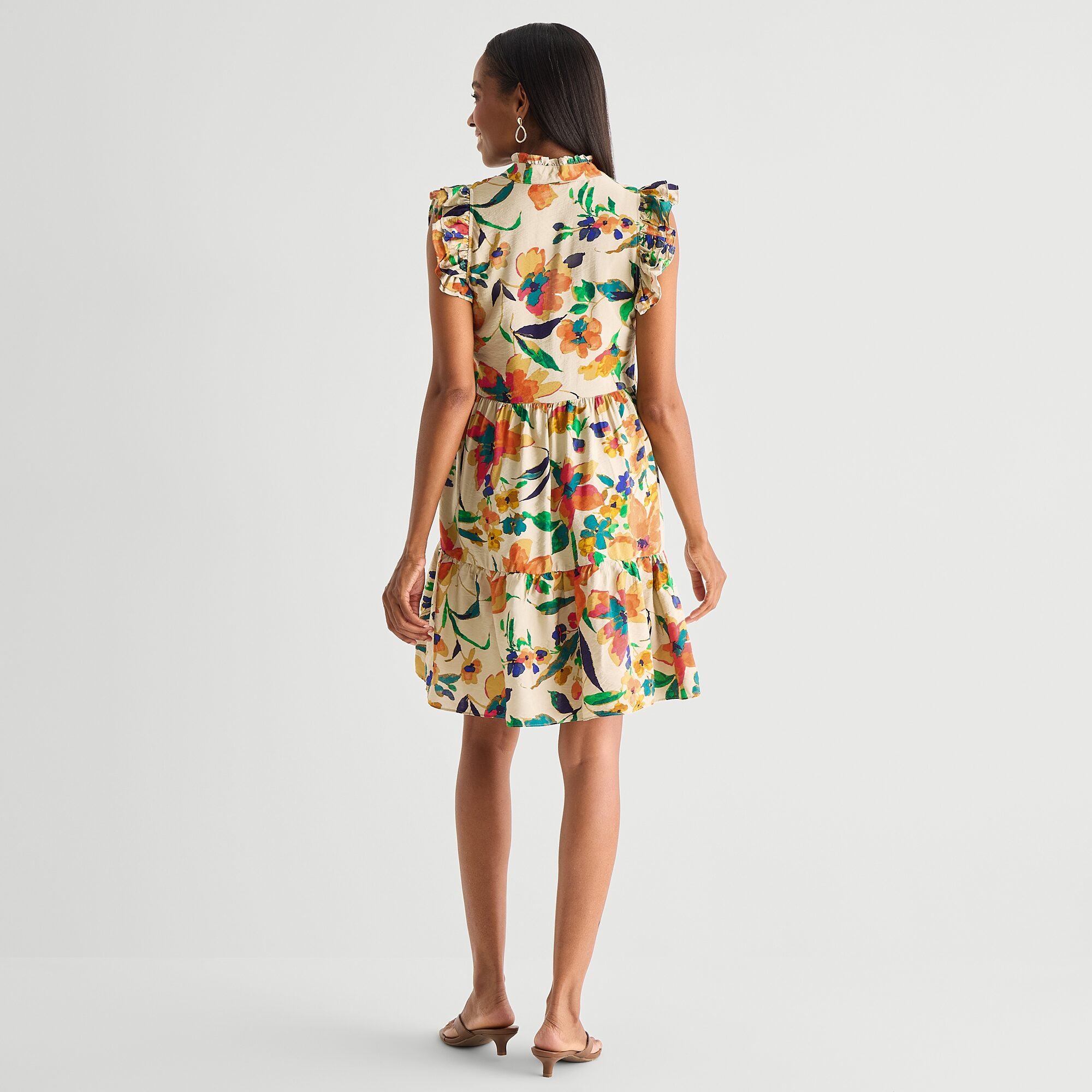 Studio 1 Womens V Neck Sleeveless Floral Shift Dress