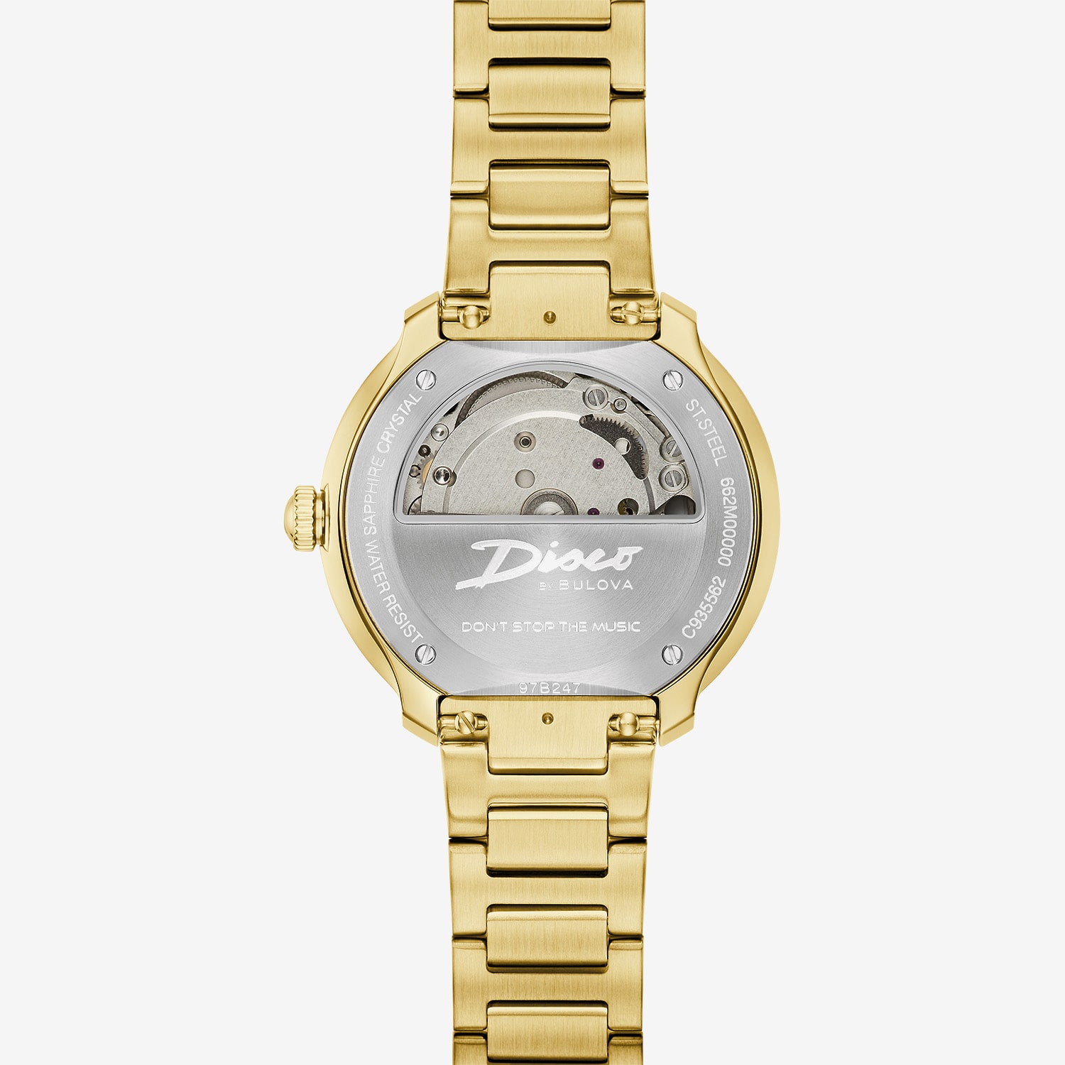 Bulova Disco By Bulova Mens Automatic Gold Tone Stainless Steel Bracelet Watch 97b247