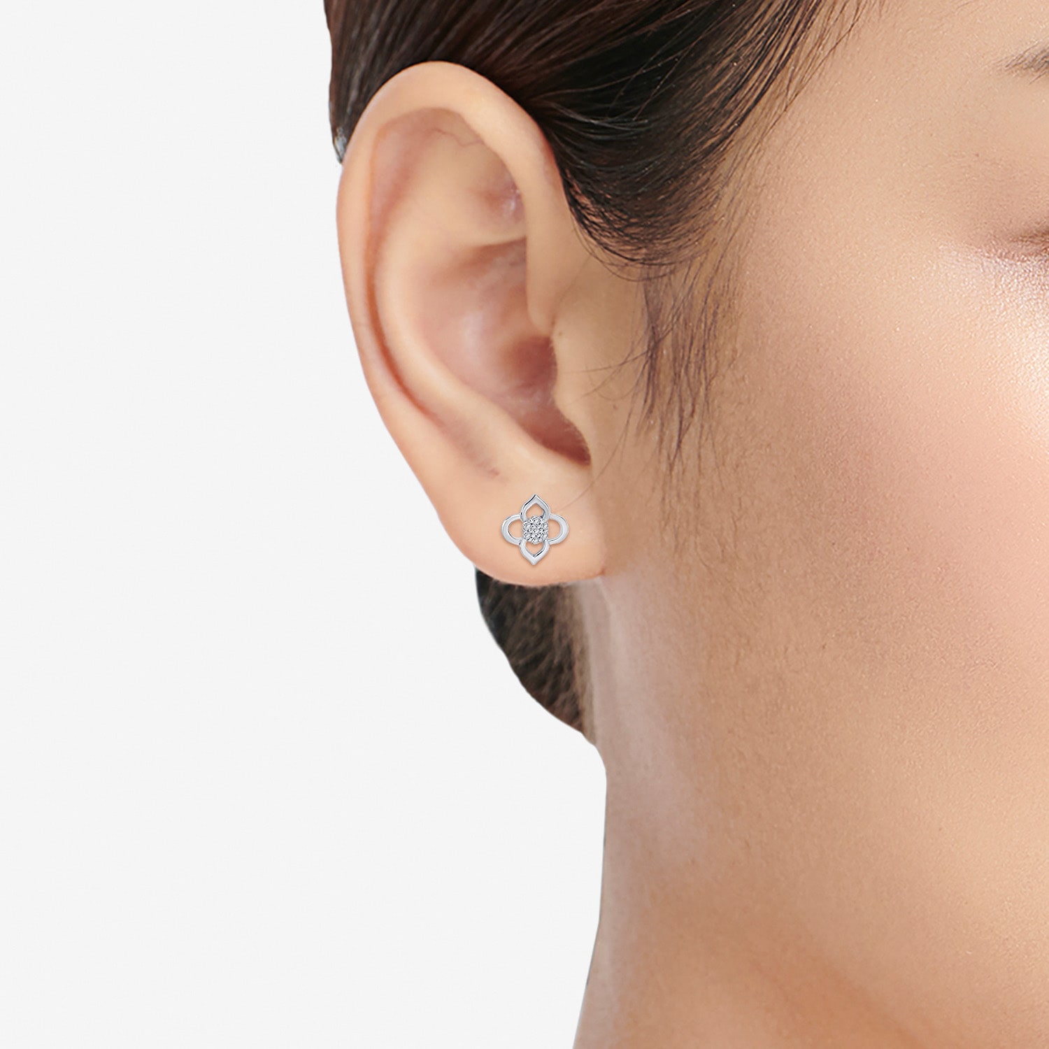 Limited Quantities! 1/10 CT. T.W. Natural White Diamond Sterling Silver 9.7mm Flower Stud Earrings