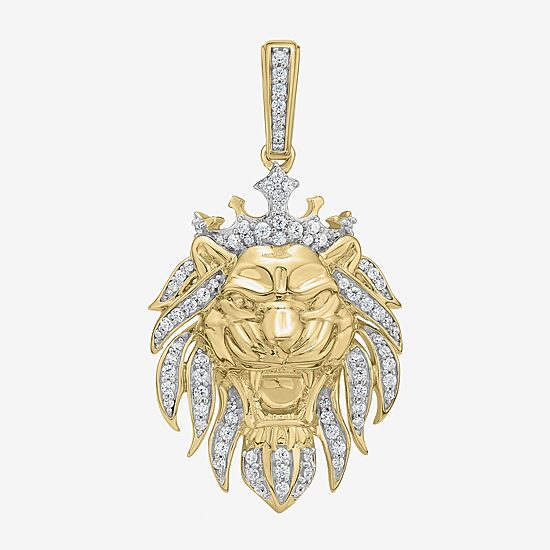 Limited Quantities! Mens 3/4 CT. T.W. Lab Grown White Diamond 24K Gold Over Silver Pendant Necklace