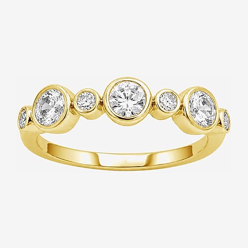 Limited Quantities! Womens 2.5MM 1 CT. T.W. Lab Grown White Diamond 14K Gold Over Silver Band, 9, Yellow