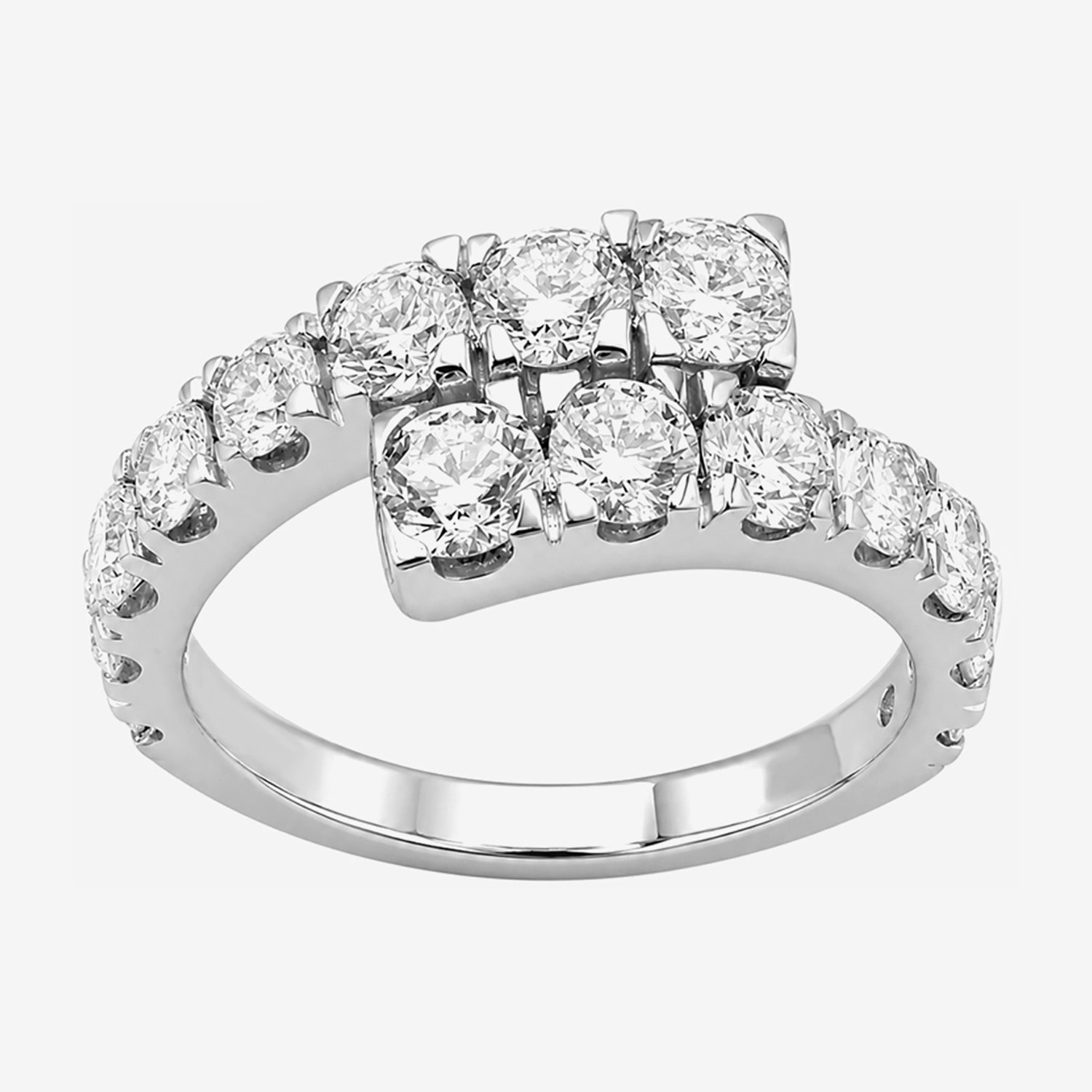Limited Quantities! Womens 2.5MM 2 CT. T.W. Lab Grown White Diamond Sterling Silver Bypass  Band