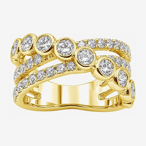 Limited Quantities! Womens 7.5MM 2 CT. T.W. Lab Grown White Diamond 14K Gold Over Silver Band, 9, Yellow