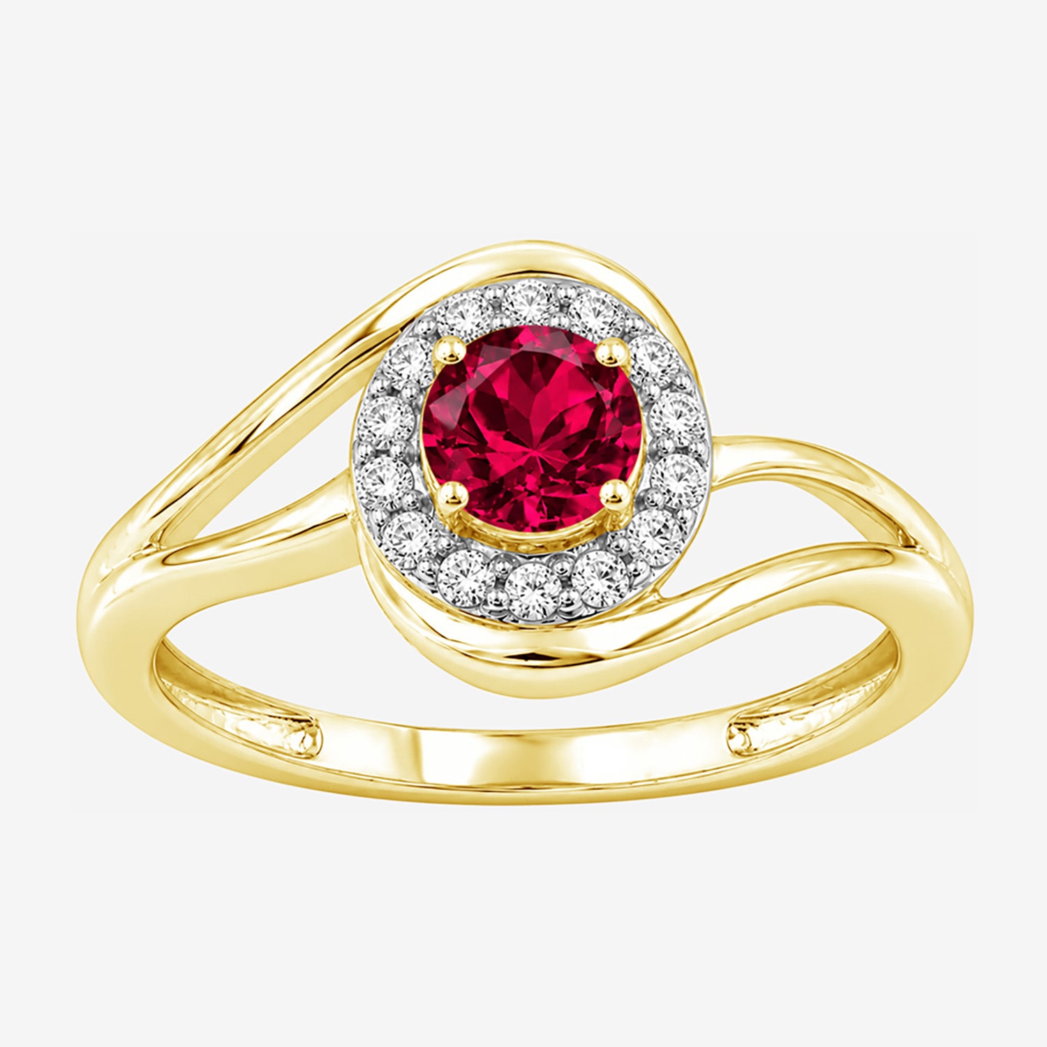 Limited Quantities! Womens Lab Created Red Ruby 14K Gold Over Silver Round Halo Cocktail Ring