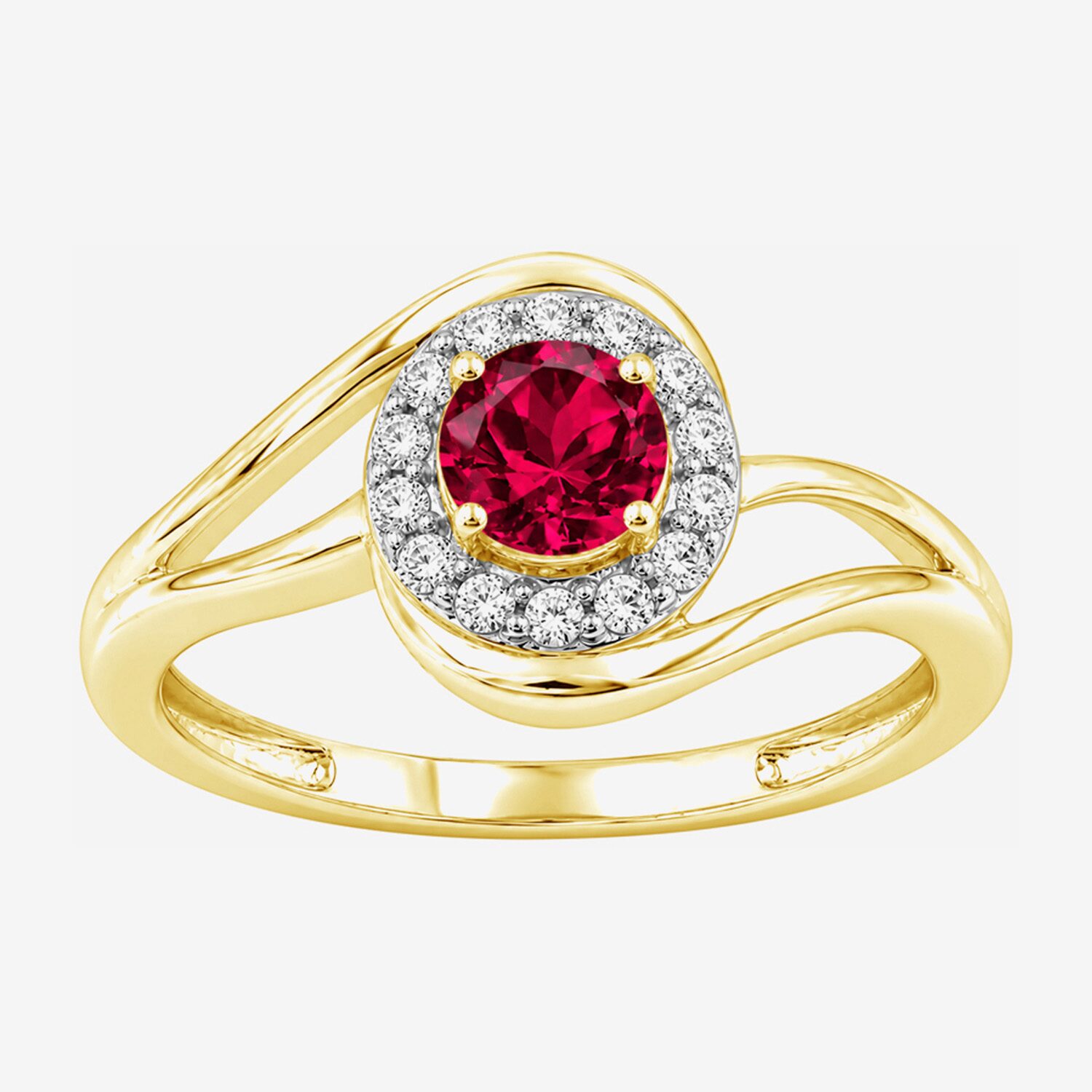 Limited Quantities! Womens Lab Created Red Ruby 14K Gold Over Silver Round Halo Cocktail Ring