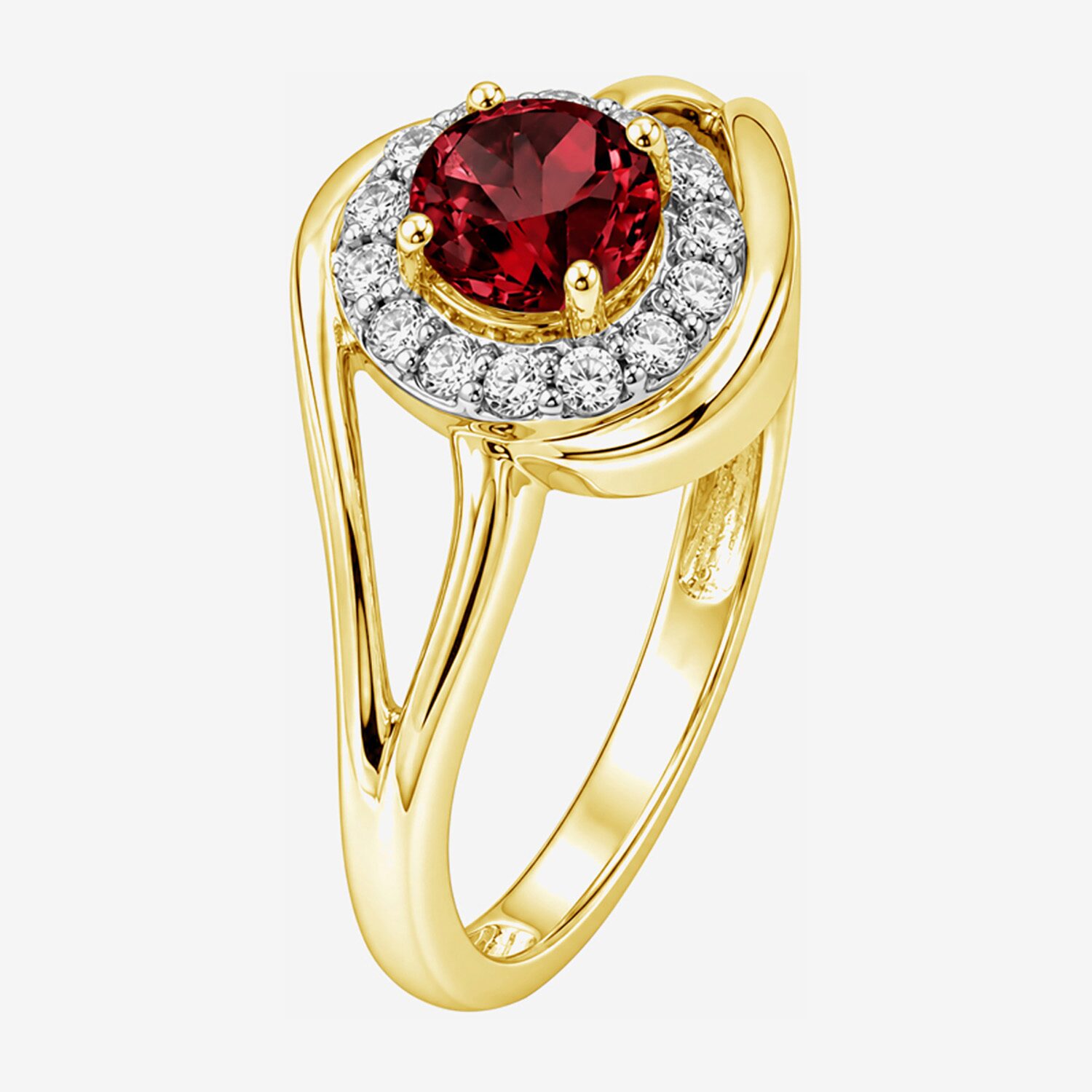 Limited Quantities! Womens Genuine Red Garnet 14K Gold Over Silver Round Halo Cocktail Ring