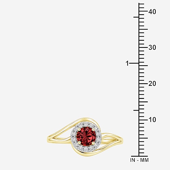 Limited Quantities! Womens Genuine Red Garnet 14K Gold Over Silver Round Halo Cocktail Ring