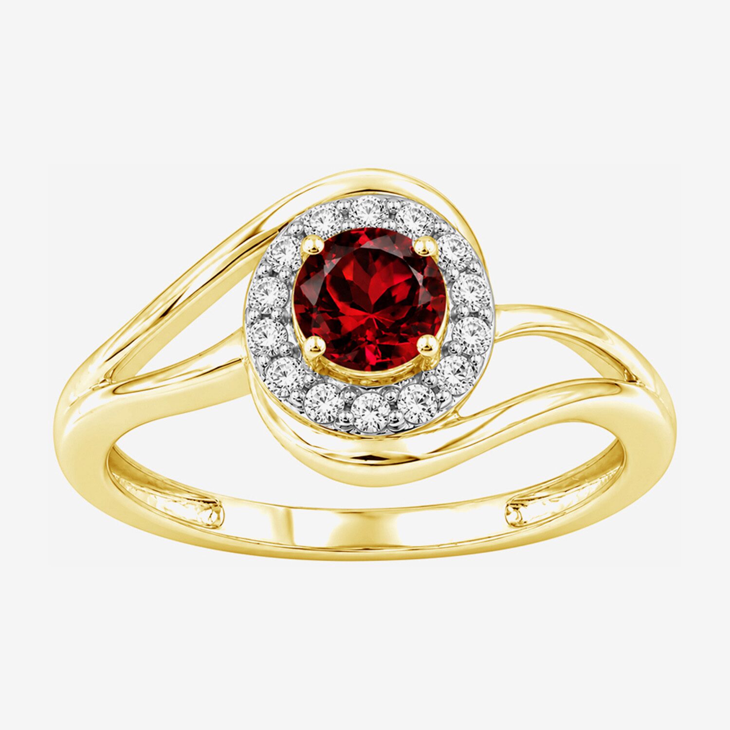 Limited Quantities! Womens Genuine Red Garnet 14K Gold Over Silver Round Halo Cocktail Ring