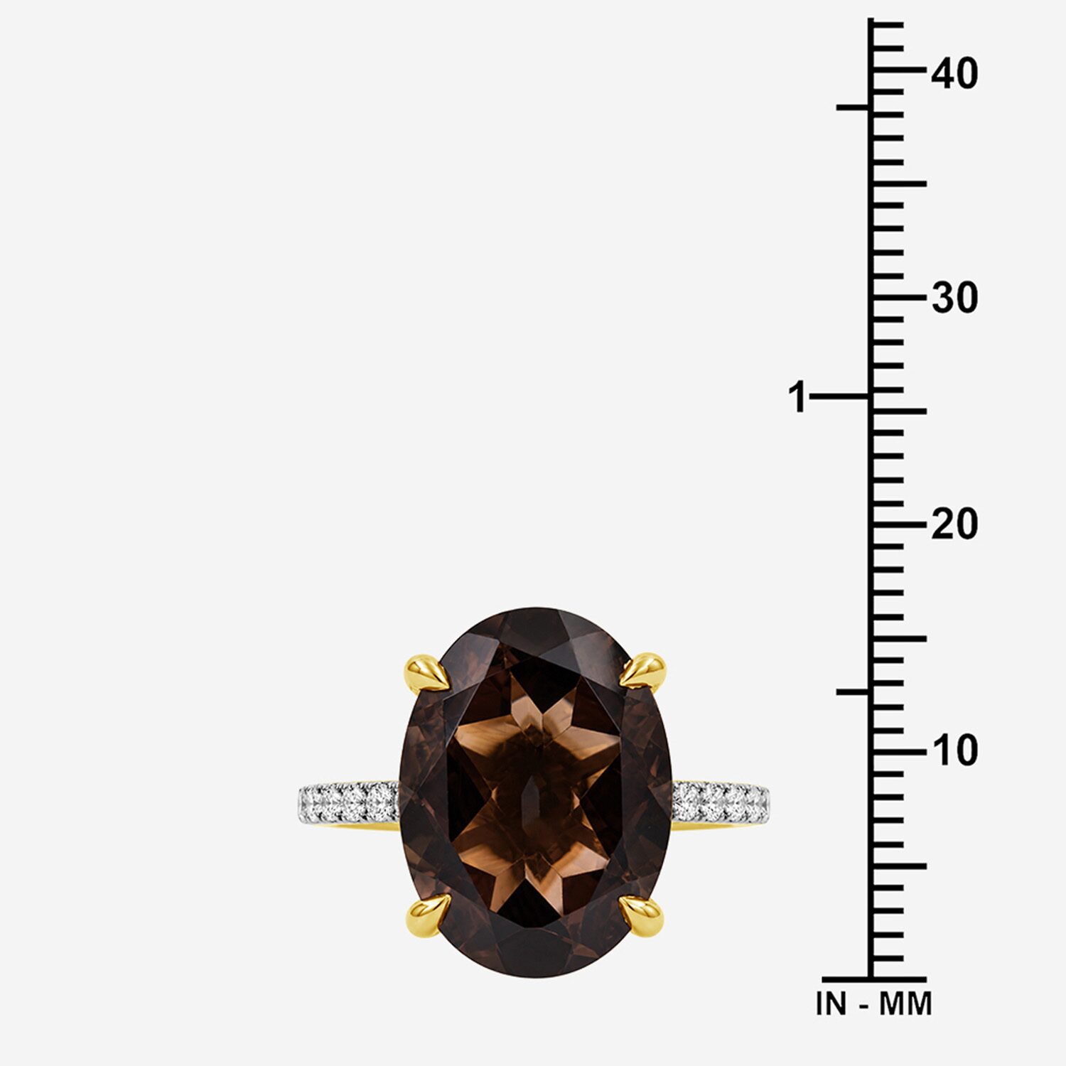 Limited Quantities! Womens Genuine Brown Quartz 14K Gold Over Silver Oval Side Stone Cocktail Ring