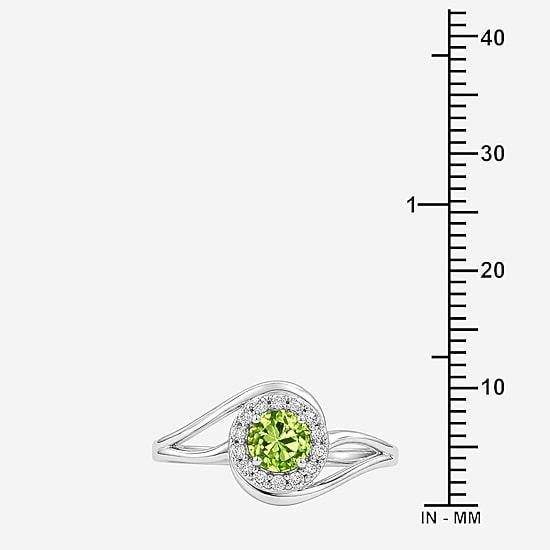 Limited Quantities! Womens Genuine Green Peridot Sterling Silver Round Halo Cocktail Ring