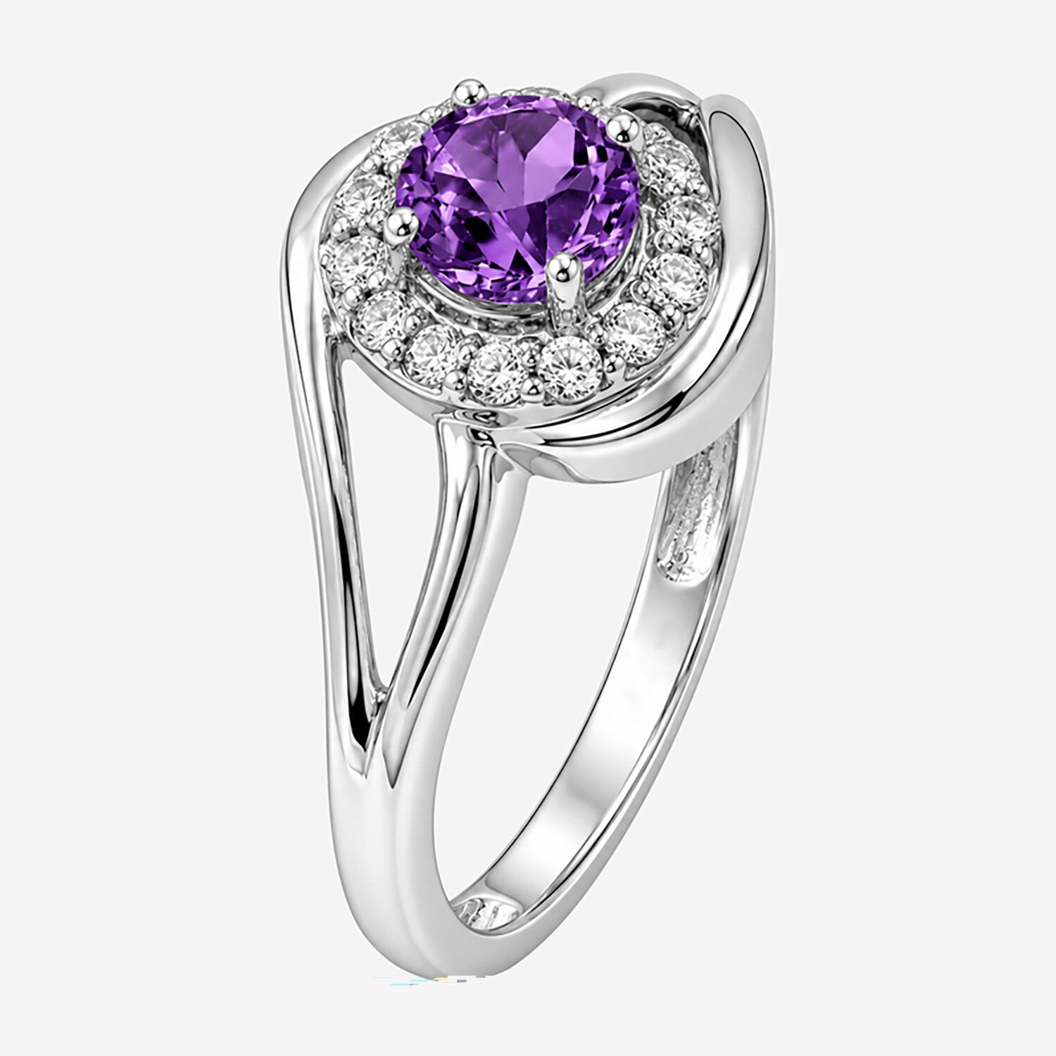 Limited Quantities! Womens Genuine Purple Amethyst Sterling Silver Round Halo Cocktail Ring