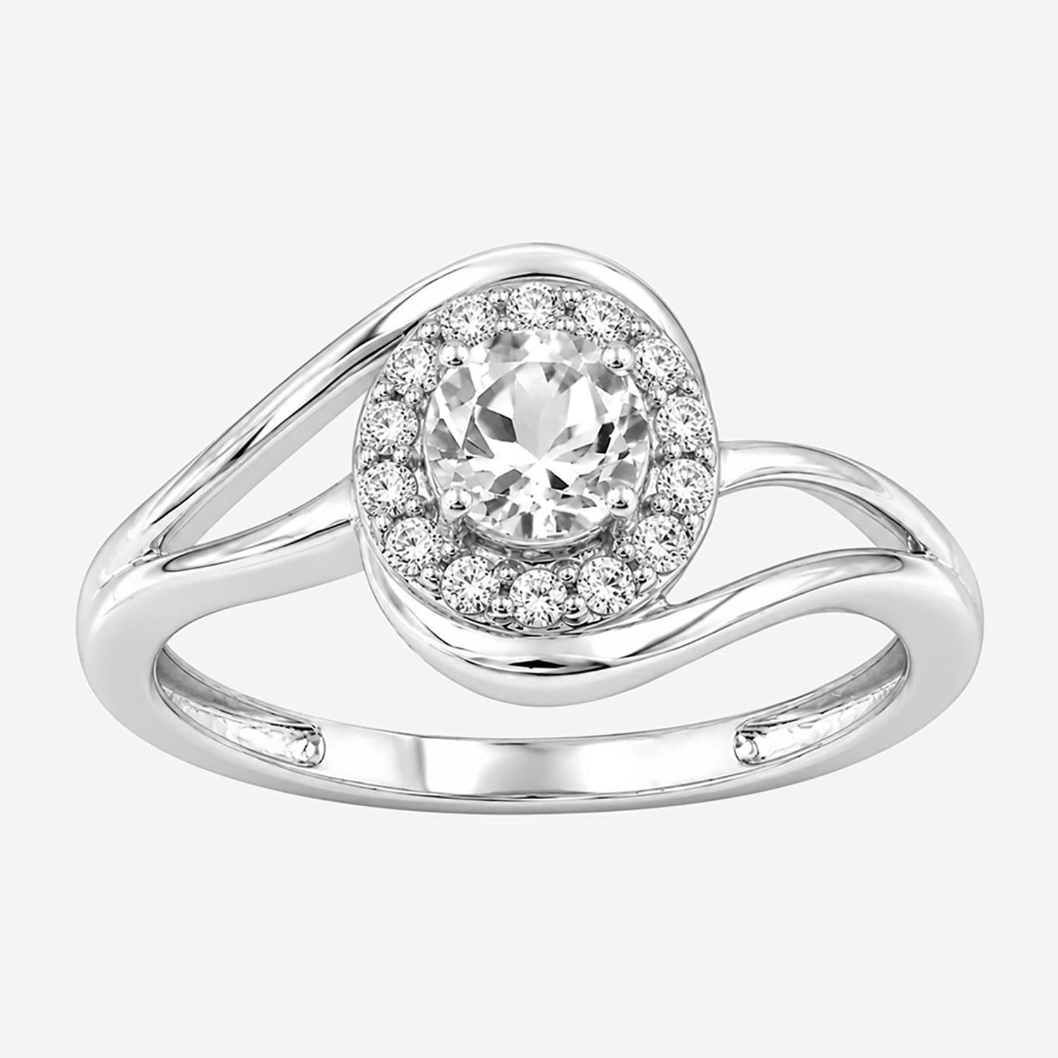 Limited Quantities! Womens Genuine White Topaz Sterling Silver Round Halo Cocktail Ring