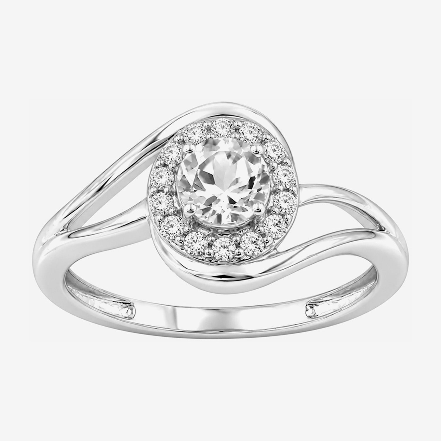 Limited Quantities! Womens Genuine White Topaz Sterling Silver Round Halo Cocktail Ring