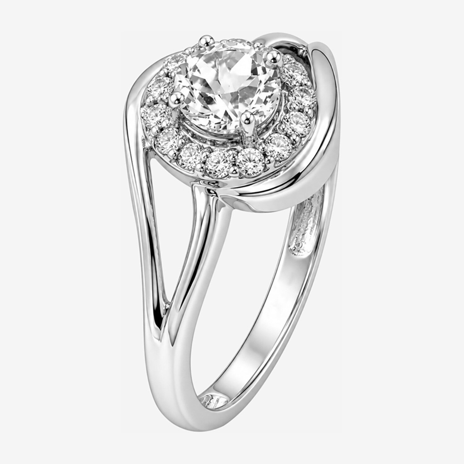 Limited Quantities! Womens Genuine White Topaz Sterling Silver Round Halo Cocktail Ring