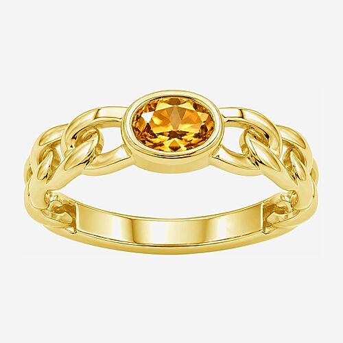 Limited Quantities! Womens Genuine Yellow Citrine 14K Gold Over Silver Oval Solitaire Cocktail Ring, 9, Yellow