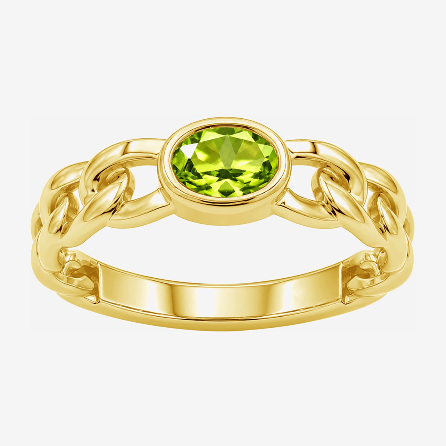 Limited Quantities! Womens Genuine Green Peridot 14K Gold Over Silver Oval Solitaire Cocktail Ring