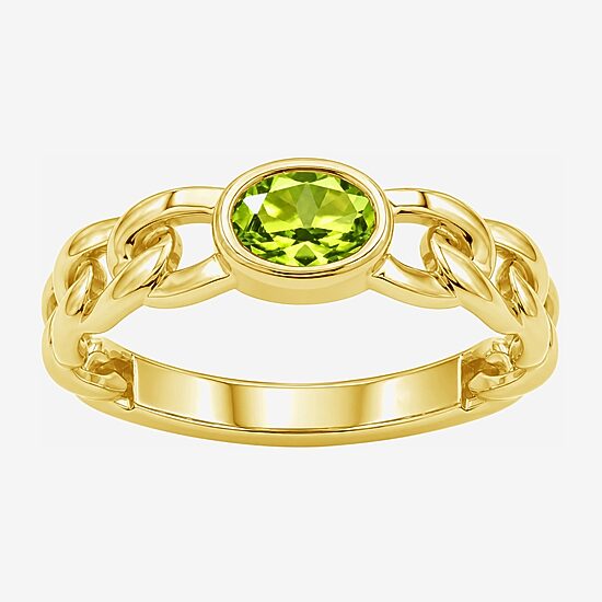 Limited Quantities! Womens Genuine Green Peridot 14K Gold Over Silver Oval Solitaire Cocktail Ring