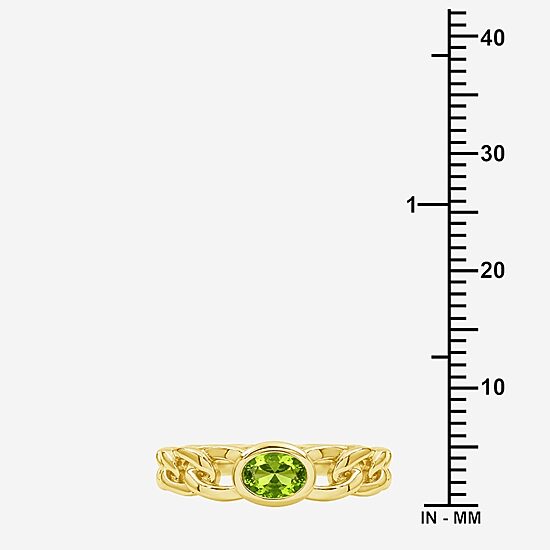 Limited Quantities! Womens Genuine Green Peridot 14K Gold Over Silver Oval Solitaire Cocktail Ring