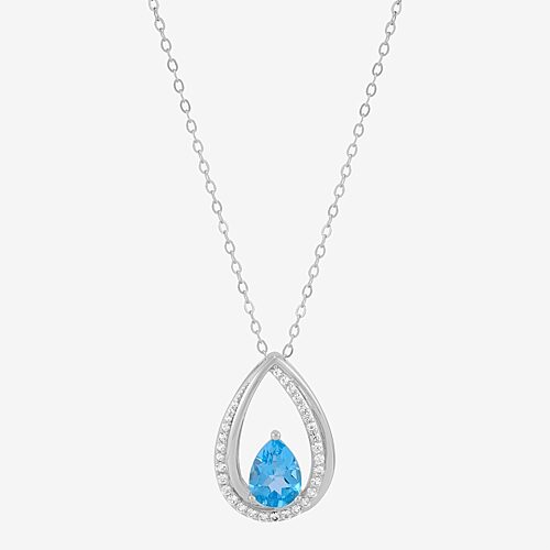 Womens Genuine Blue Topaz Sterling Silver Pear 18 Inch Pendant Necklace, One Size, Blue