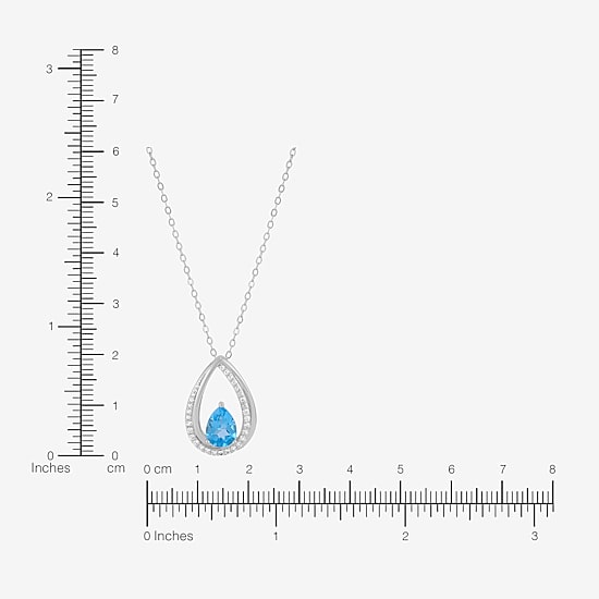 Womens Genuine Blue Topaz Sterling Silver Pear 18 Inch Pendant Necklace
