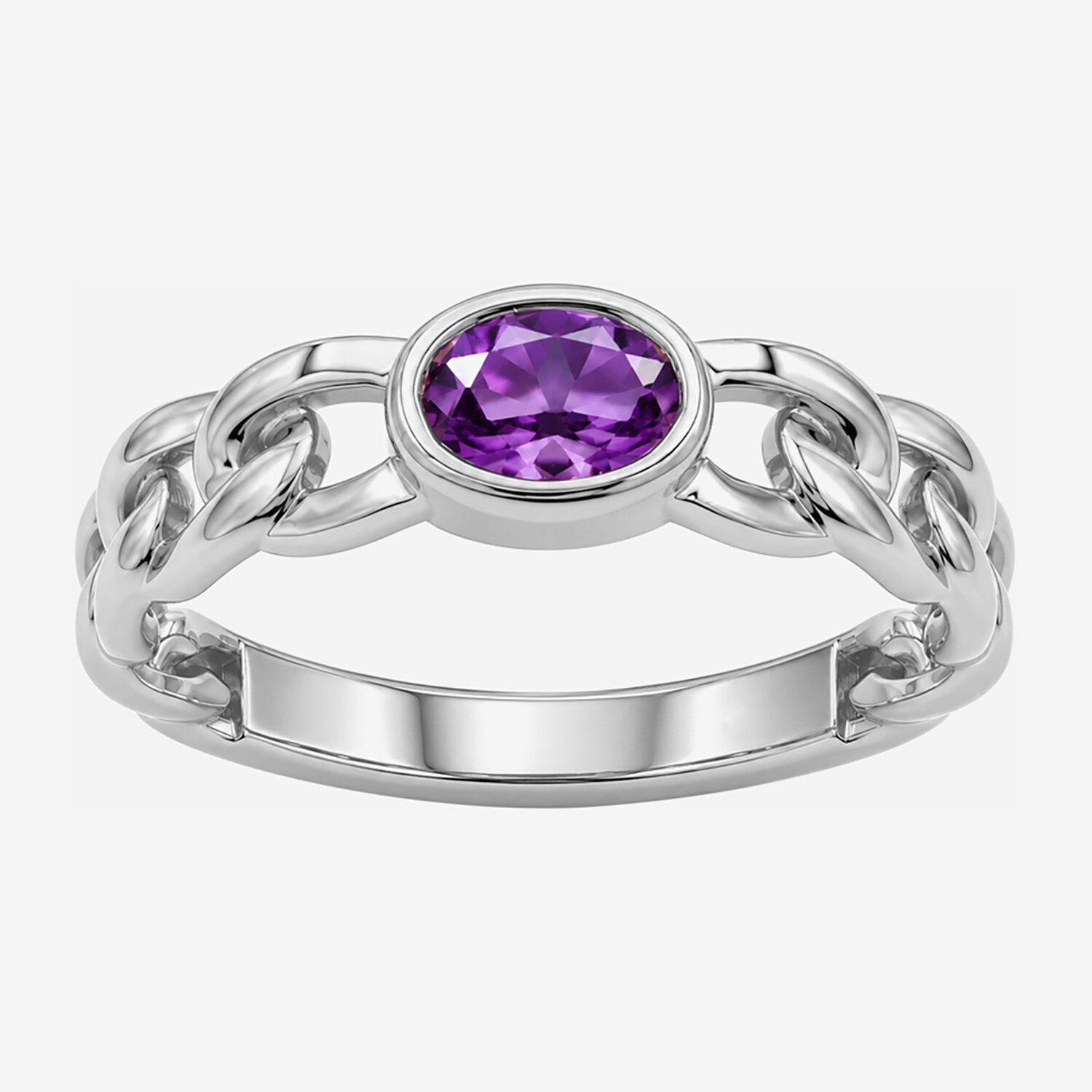 Limited Quantities! Womens Genuine Purple Amethyst Sterling Silver Oval Solitaire Cocktail Ring