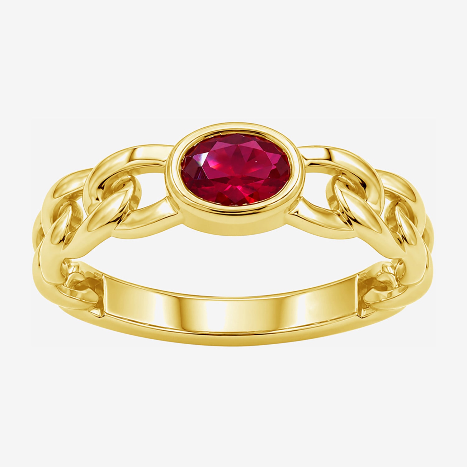 Limited Quantities! Womens Lab Created Red Ruby 14K Gold Over Silver Oval Solitaire Cocktail Ring