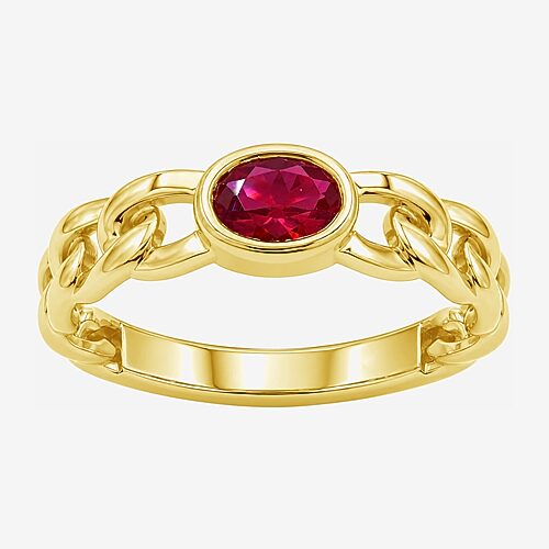Limited Quantities! Womens Lab Created Red Ruby 14K Gold Over Silver Oval Solitaire Cocktail Ring, 9, Red