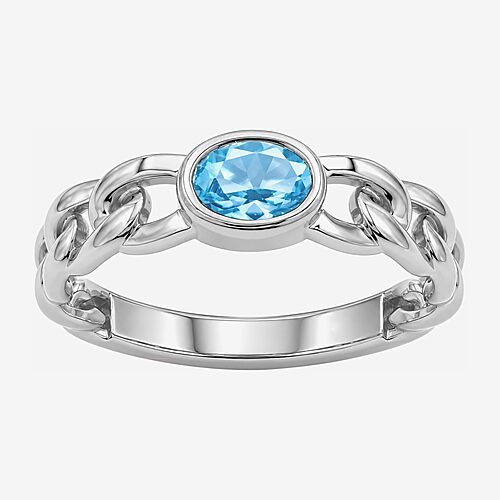 Limited Quantities! Womens Genuine Blue Topaz Sterling Silver Oval Solitaire Cocktail Ring, 9, Blue