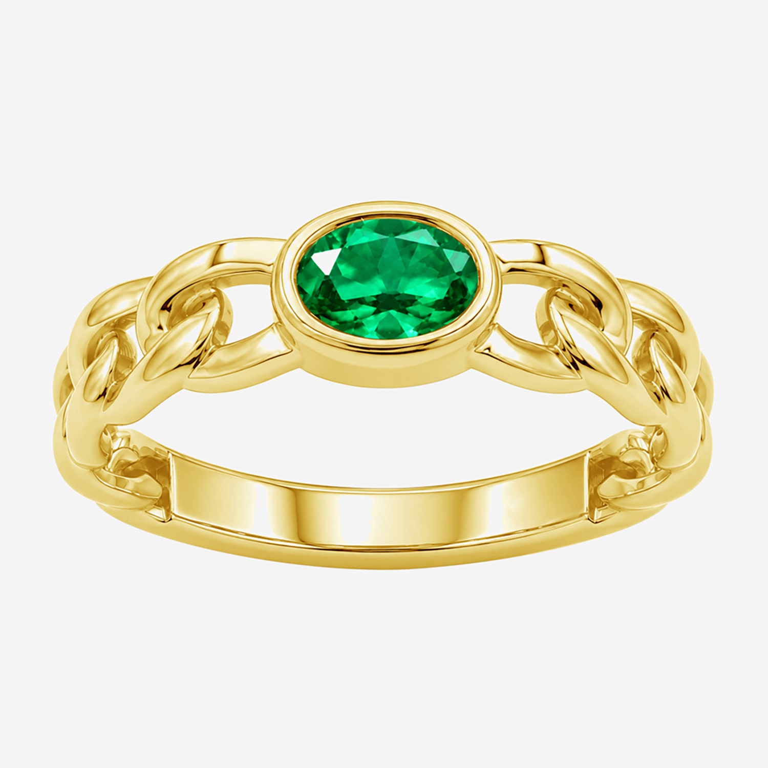 Limited Quantities! Womens Lab Created Green Emerald 14K Gold Over Silver Oval Solitaire Cocktail Ring