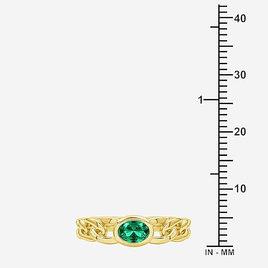 Limited Quantities! Womens Lab Created Green Emerald 14K Gold Over Silver Oval Solitaire Cocktail Ring