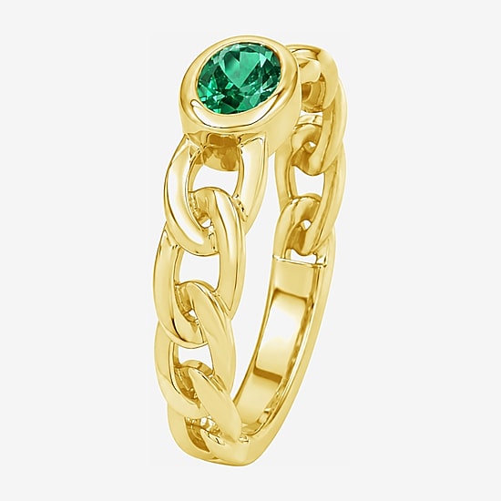 Limited Quantities! Womens Lab Created Green Emerald 14K Gold Over Silver Oval Solitaire Cocktail Ring