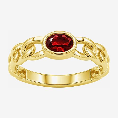 Limited Quantities! Womens Genuine Red Garnet 14K Gold Over Silver Oval Solitaire Cocktail Ring, 9, Red