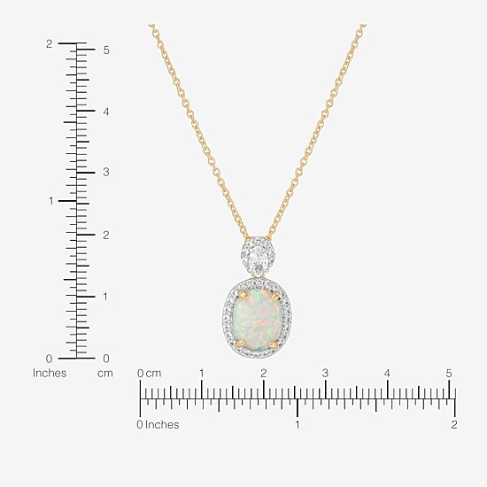 Womens Lab Created White Opal 14K Gold Over Silver Oval 18 Inch Pendant Necklace