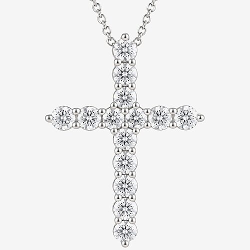 (G / Si1-Si2) Womens 2 CT. T.W. Lab Grown White Diamond 10K Gold Cross 18 Inch Pendant Necklace, One Size, White