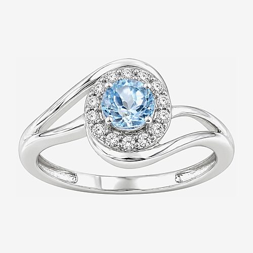 Limited Quantities! Womens Genuine Blue Topaz Sterling Silver Round Halo Cocktail Ring, 9, Blue