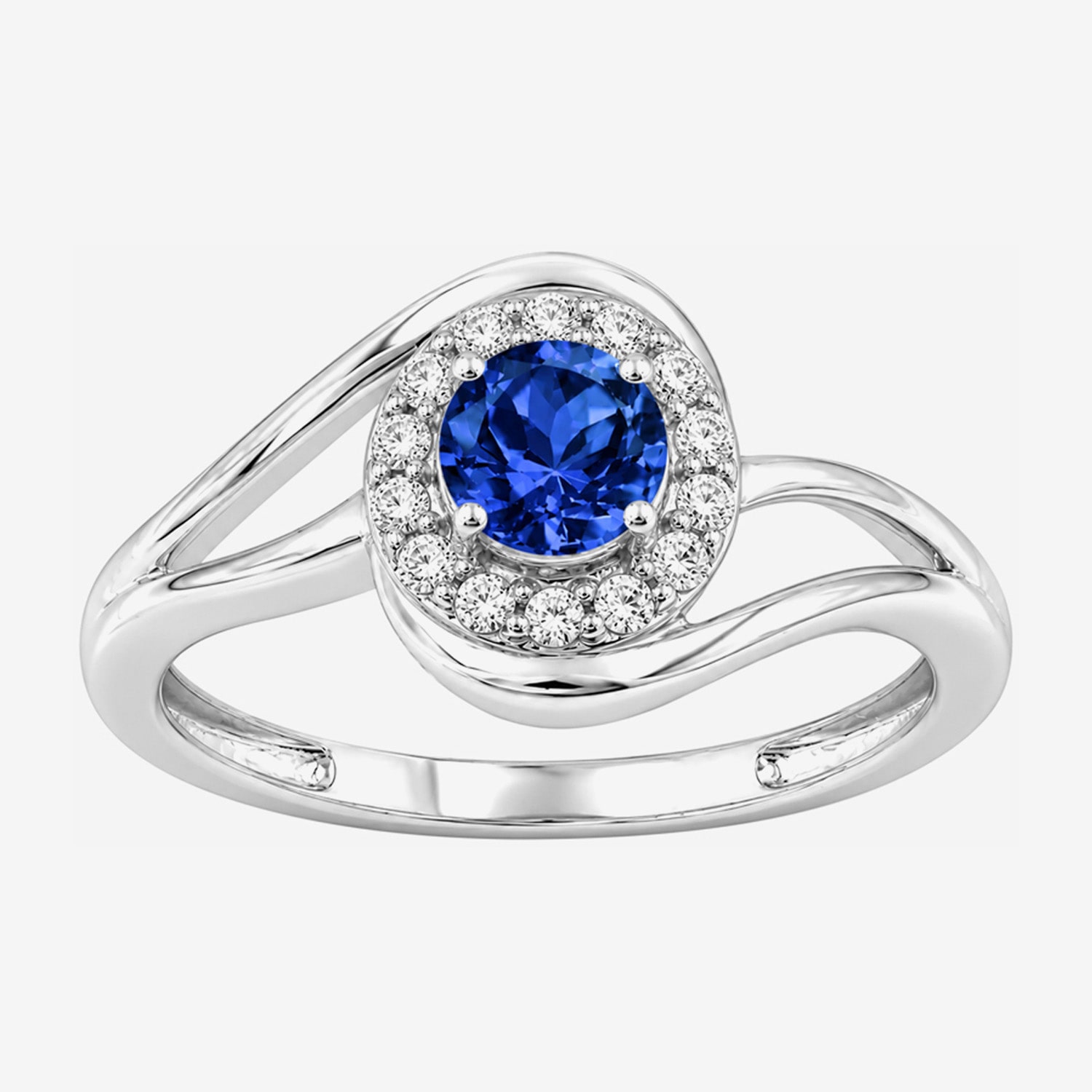 Limited Quantities! Womens Lab Created Blue Sapphire Sterling Silver Round Halo Cocktail Ring