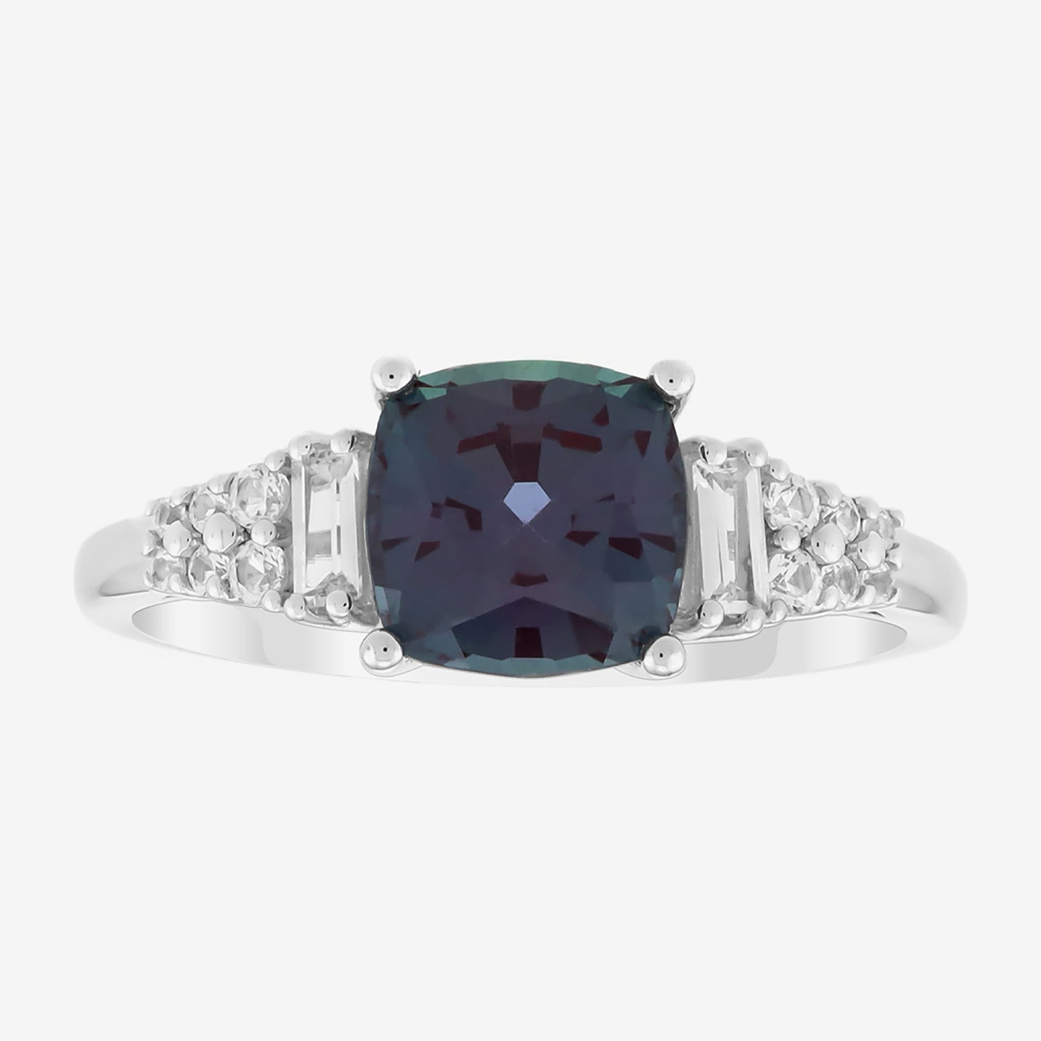 Limited Quantities! Womens Lab Created Blue Alexandrite Sterling Silver Side Stone Cocktail Ring