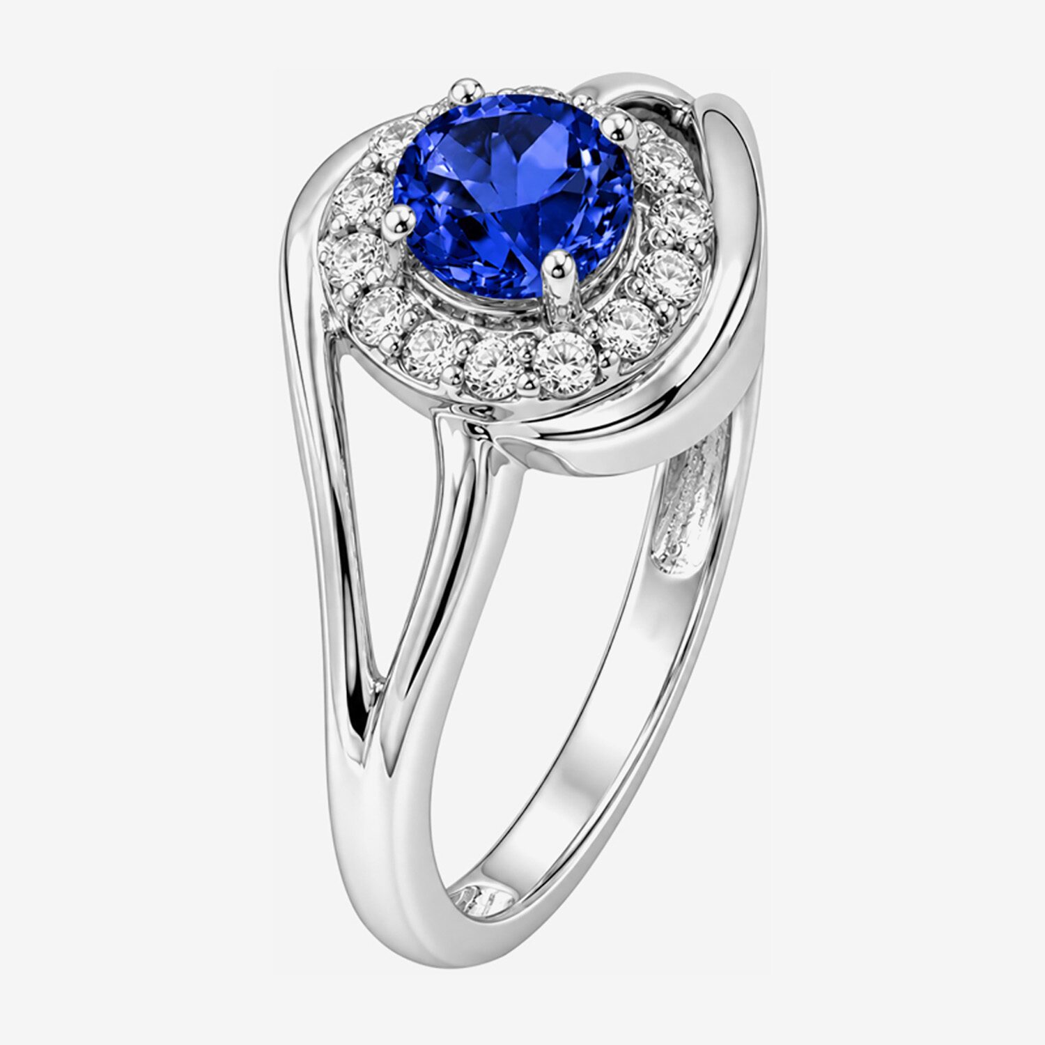 Limited Quantities! Womens Lab Created Blue Sapphire Sterling Silver Round Halo Cocktail Ring