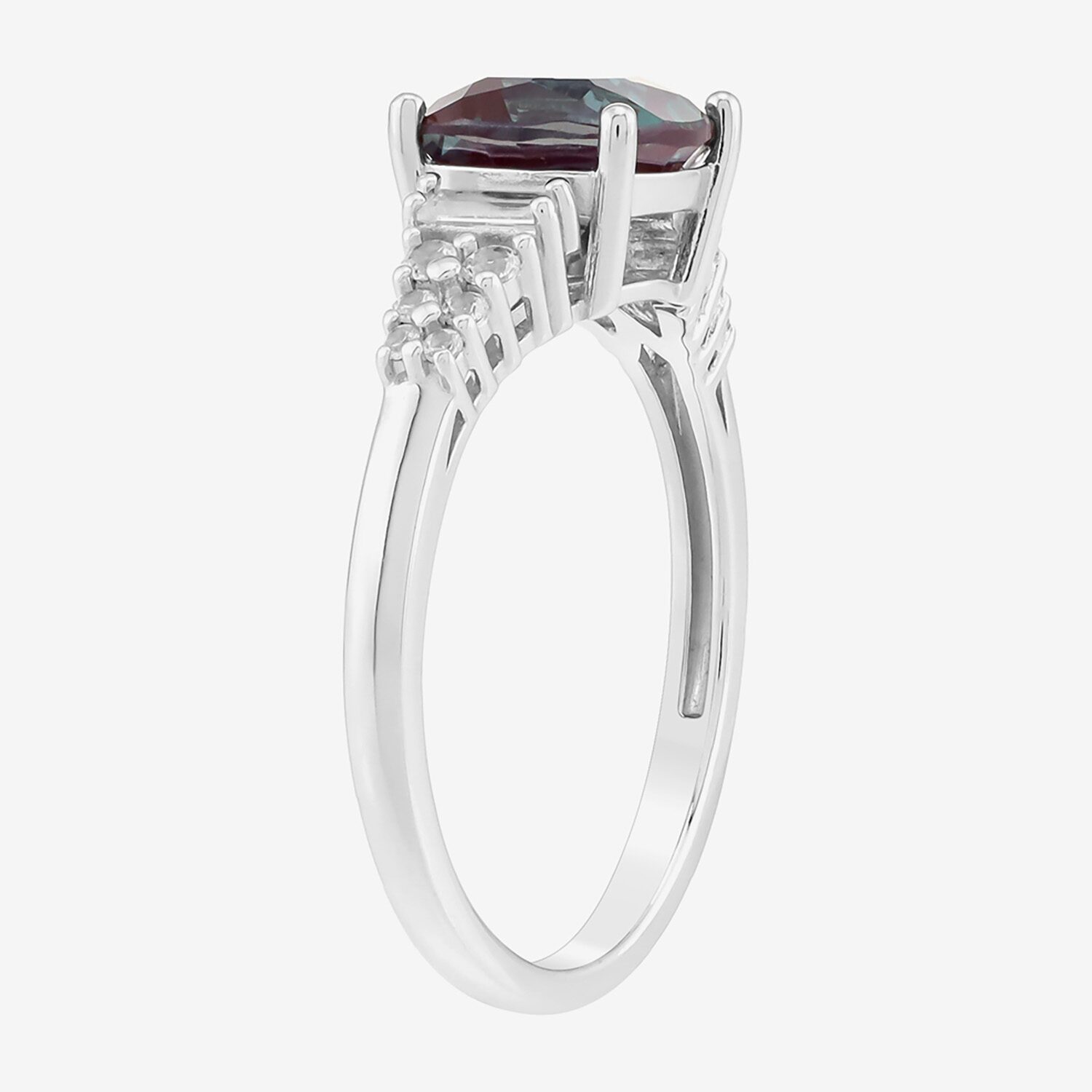 Limited Quantities! Womens Lab Created Blue Alexandrite Sterling Silver Side Stone Cocktail Ring