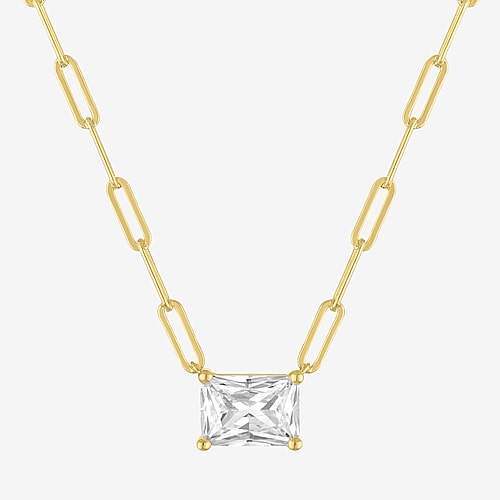 Diamond Addiction (G-H / Si2-I1) Womens 1 CT. T.W. Lab Grown White Diamond 10K Gold Rectangular 18 Inch Pendant Necklace, One Size, Yellow